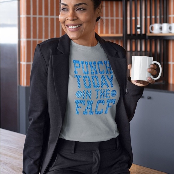 The Blind Medium | PUNCH TODAY ON THE FACE Graphic Short Sleeve T Grey & Blue - Picture 12 of 12